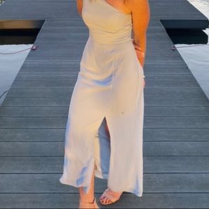 After Six midi one shoulder crepe gown